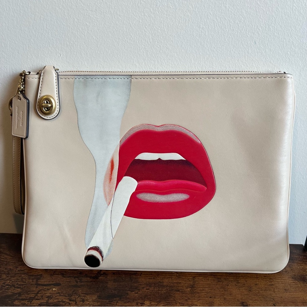 Rare Coach x Tom Wesselmann Large Wristlet, Lips Pop Art Print